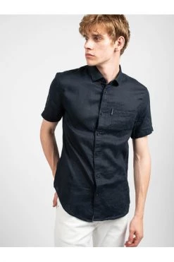 Armani Exchange Korte Mouwen Overhemden Shirt Blue