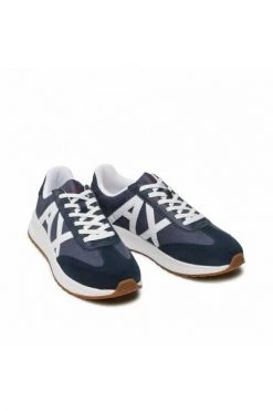Armani Exchange Leather Sneakers With A Large Logo Blue -Armani Exchange Verkoopwinkel 63bea8cbdd688ca8bf2e9a1075d153e0