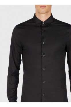 Armani Exchange Casual Overhemden Stretch Popeline Shirt Black -Armani Exchange Verkoopwinkel 8cba7b62ca152499f9833ce86f201487