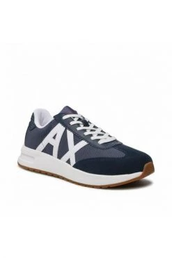 Armani Exchange Leather Sneakers With A Large Logo Blue -Armani Exchange Verkoopwinkel 94fad01692f5a49a3994f7acac7652b7