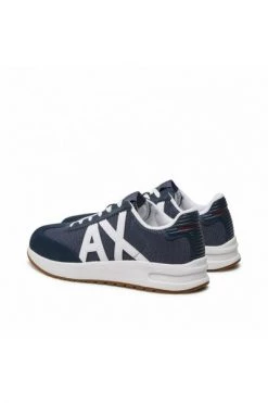 Armani Exchange Leather Sneakers With A Large Logo Blue
