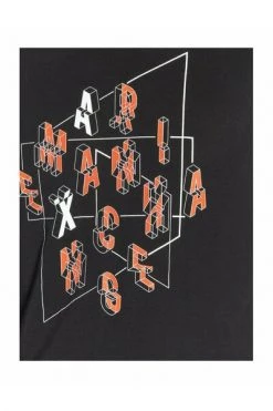 Armani Exchange Longsleeves Pima Cotton Printed T -shirt Black