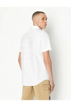 Armani Exchange Korte Mouwen Overhemden Short Sleeve Shirts White