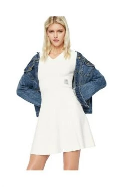 Armani Exchange Casual Jurken DRESS Beige -Armani Exchange Verkoopwinkel f3c2f018c9062588bda8c1383253f97c